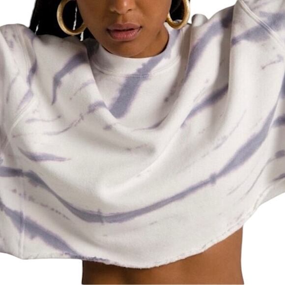 NWT Good American Cropped & Cool Sweatshirt in Lilac Tie Dye Size 3 Large - Picture 2 of 10